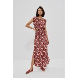 Letnia burgundowa sukienka damska maxi w kwiaty